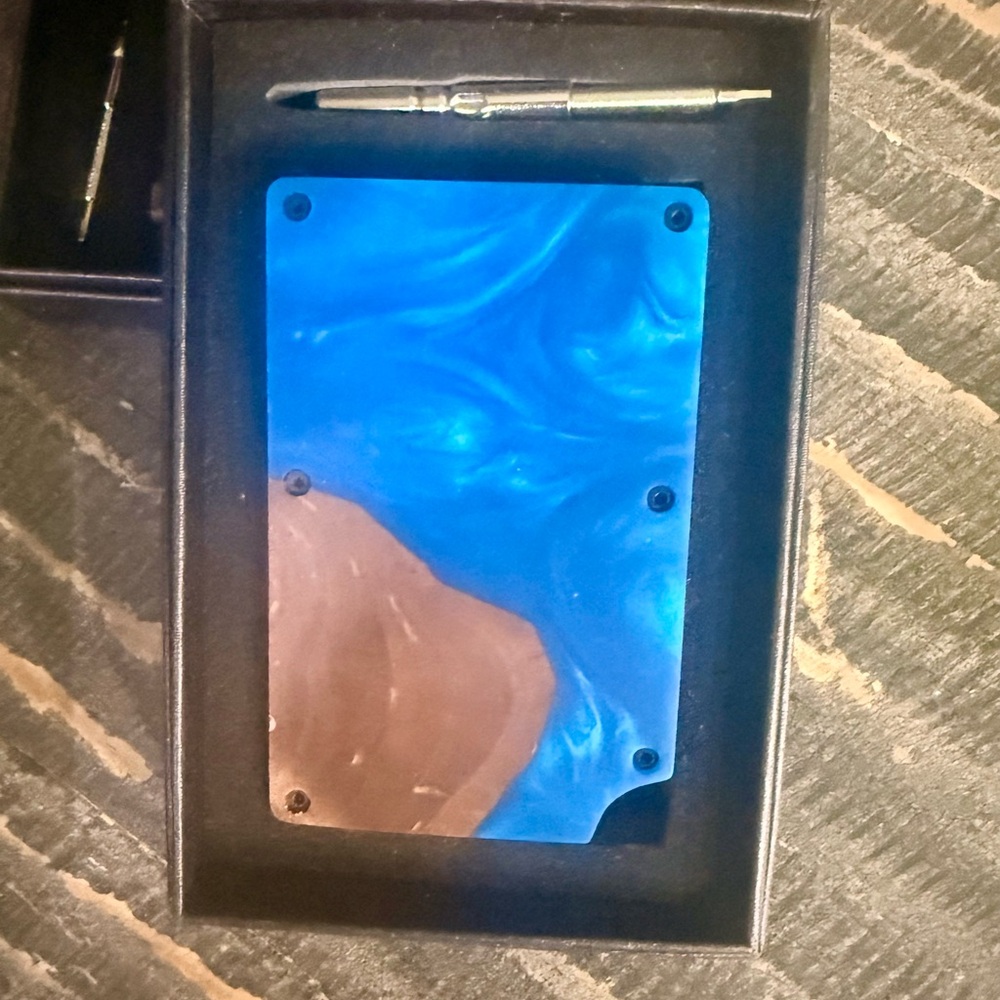 Dark Blue Marble Card Wallet - Unbranded